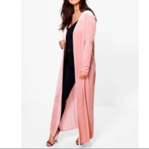 Pink velvet open front duster boohoo - Host Pick!